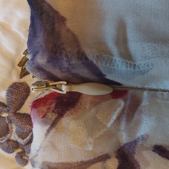 Retro Silk Skirt Floral Shark Bite Hem Lined Romantic Fairy Core SZ: 14 - Picture 6 of 7